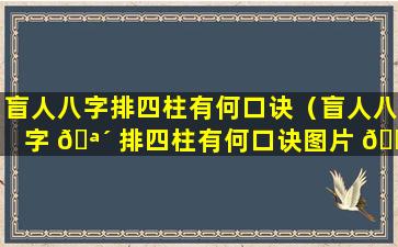 盲人八字排四柱有何口诀（盲人八字 🪴 排四柱有何口诀图片 🐬 ）